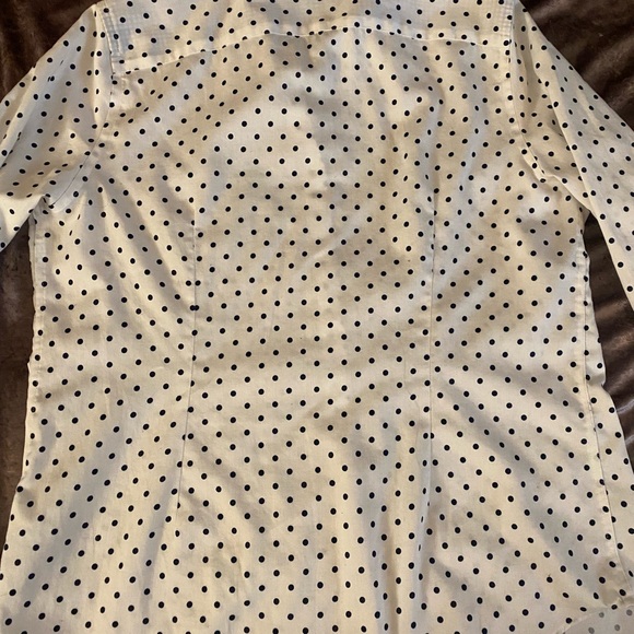 Chaps Black and white Polka Dot Button Down Blouse Large - Picture 7 of 7
